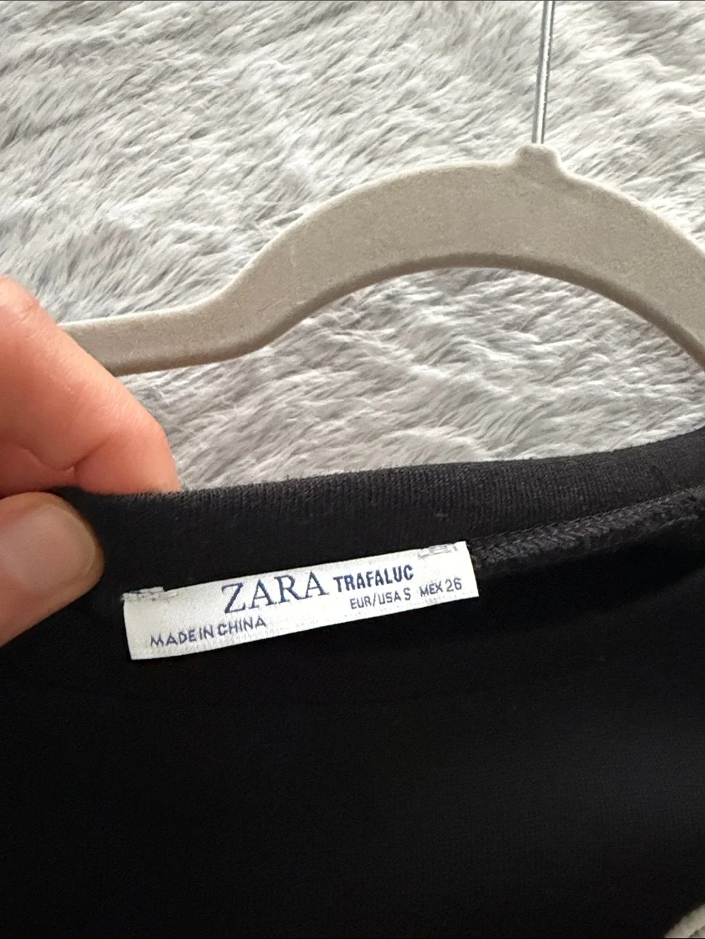 Zara Black Cropped Sweatshirt with White Rope Fringe